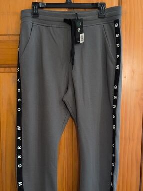 G-Star Men's Gray Joggers with Black Side Tape